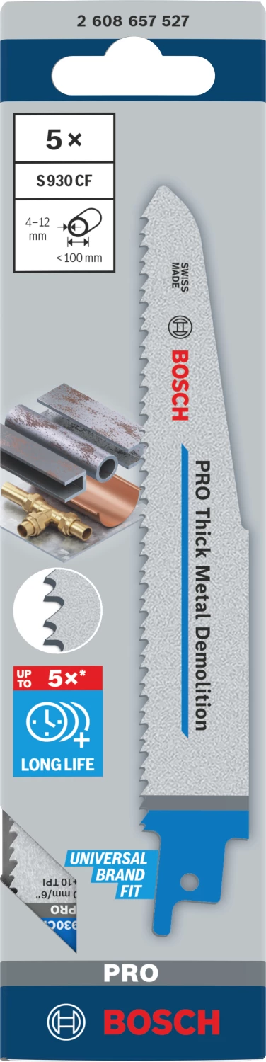 Bosch PRO S930CF Lame de scie sabre pour démolition de métaux épais - 150 mm - métal (5 pièces)