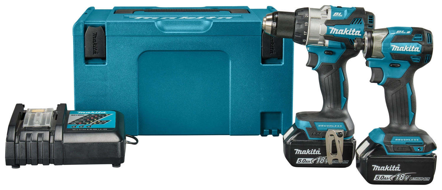 Makita DLX2527TJ Combiné perceuse/visseuse sans fil 18 V Li-ion (DDF489) et visseuse à percussion (DTD173) (2 batteries 5,0 Ah) dans un coffret Mbox-image