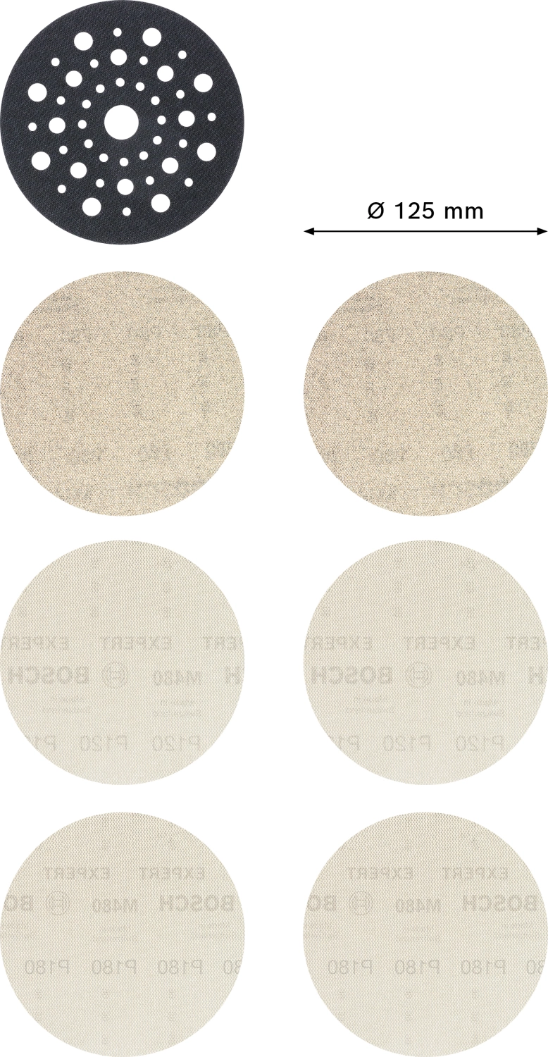 Bosch 2608901202 Kit de ponçage Expert M480 6 pièces + tampon intermédiaire - 125 mm-image