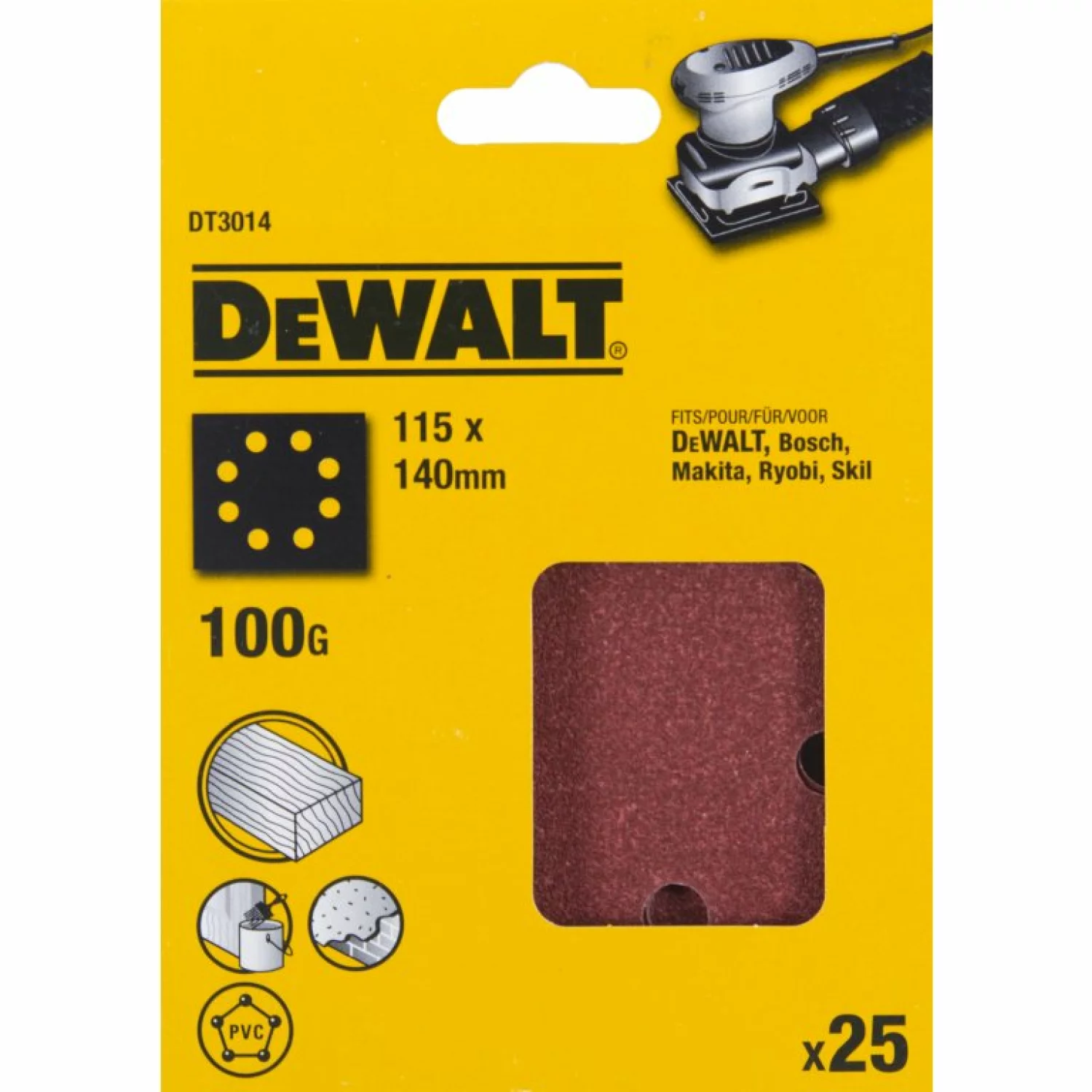 DeWALT DT3014 Schuurpapier 1/4 - K100 - 115x140mm - 25st