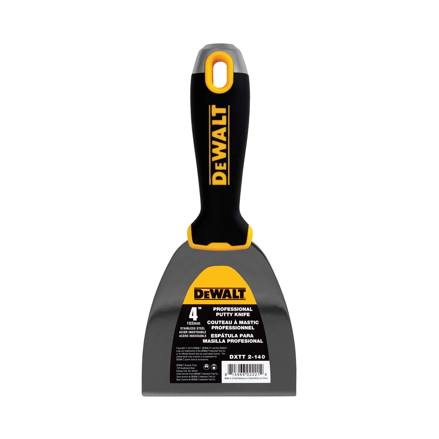 DeWalt Spatule en acier inoxydable avec poignée Softgrip 4" (102 mm)-image