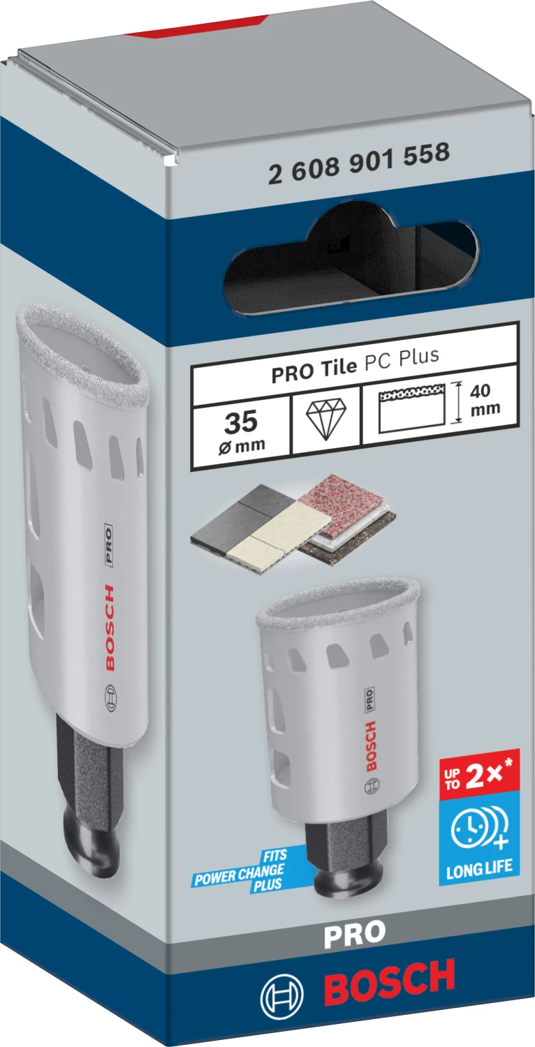Bosch 2608901558 Scie cloche diamantée PRO Tile PC Plus pour carrelage - 35 mm-image