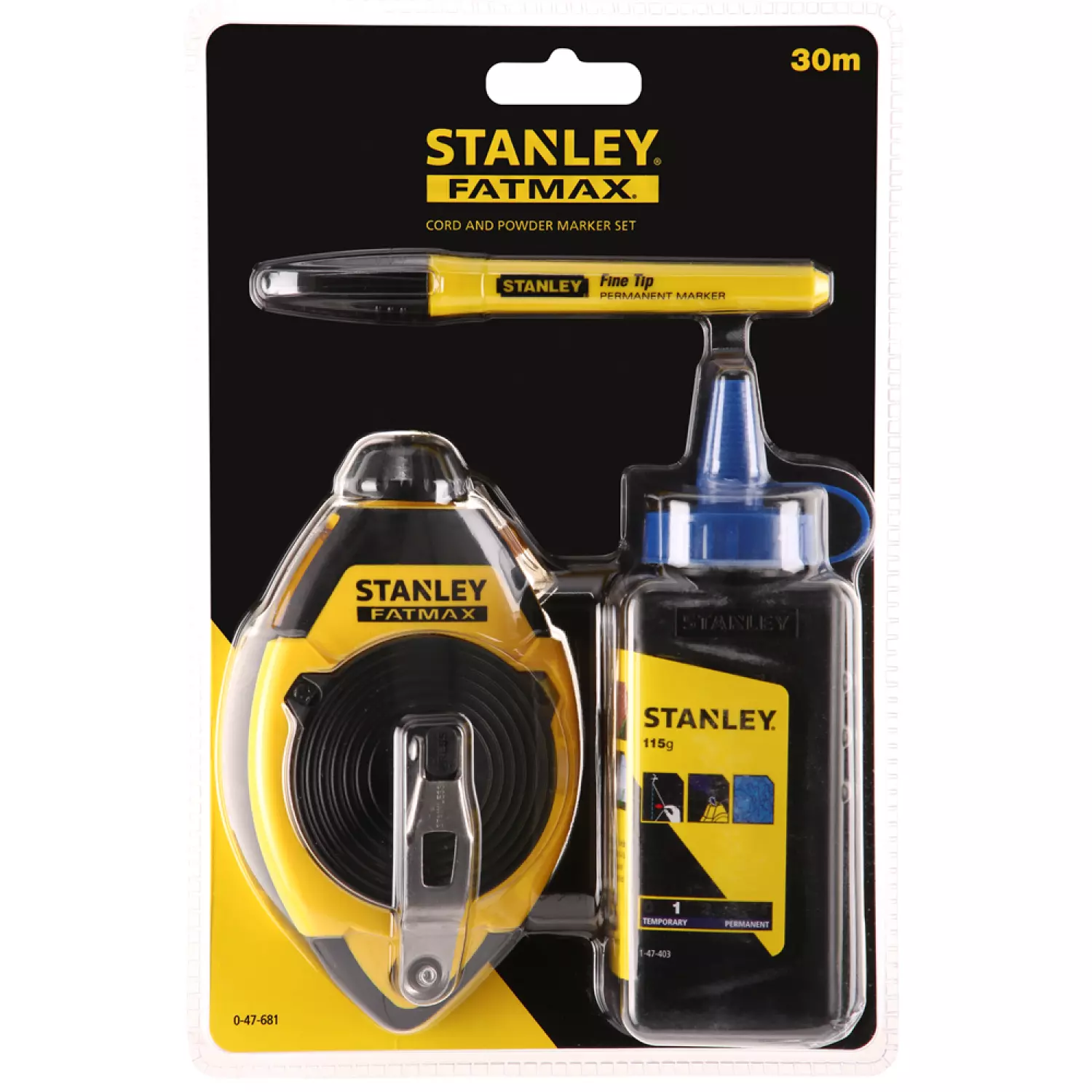 Stanley 0-47-681 FatMax Slaglijnmolen kit met slaglijnpoeder en markeerstift - 30m-image