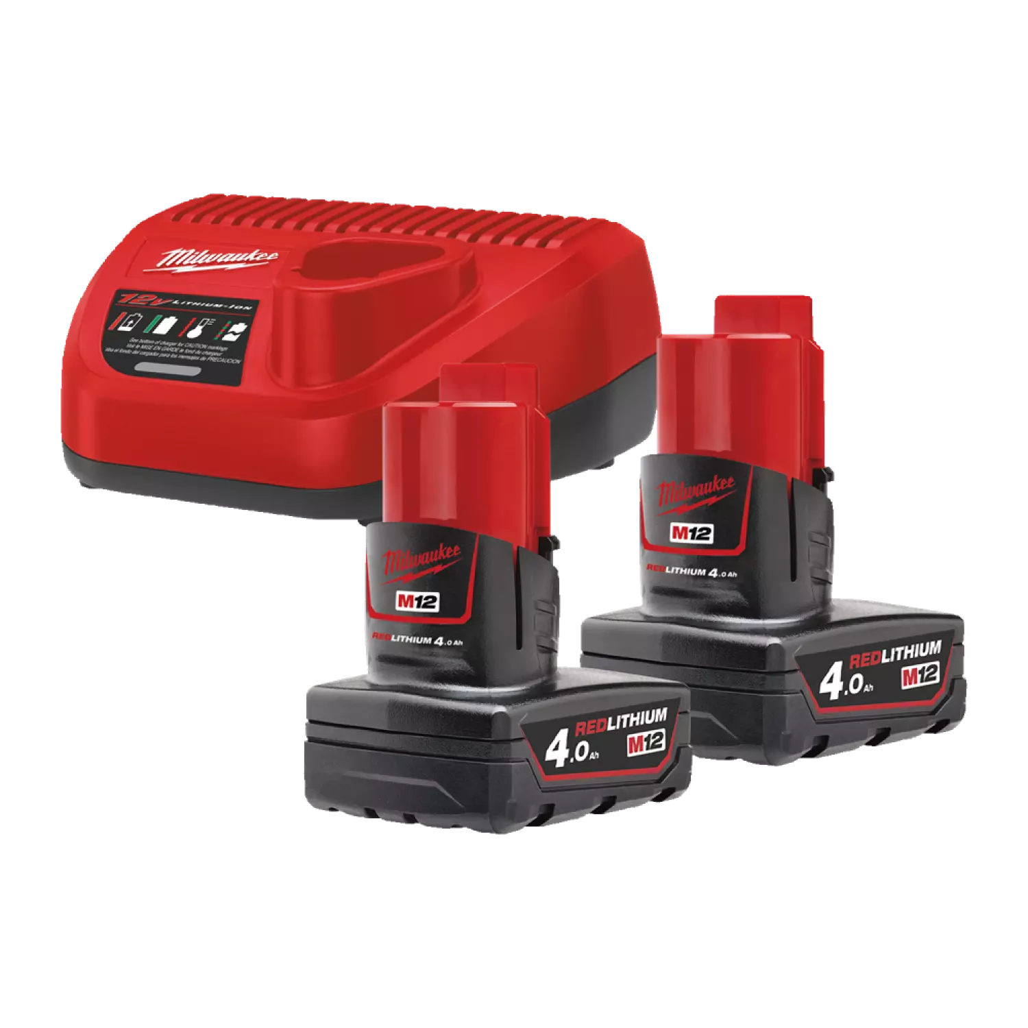 Milwaukee M12 NRG-402 12V Li-Ion Starterset accu's en lader - 4,0Ah-image