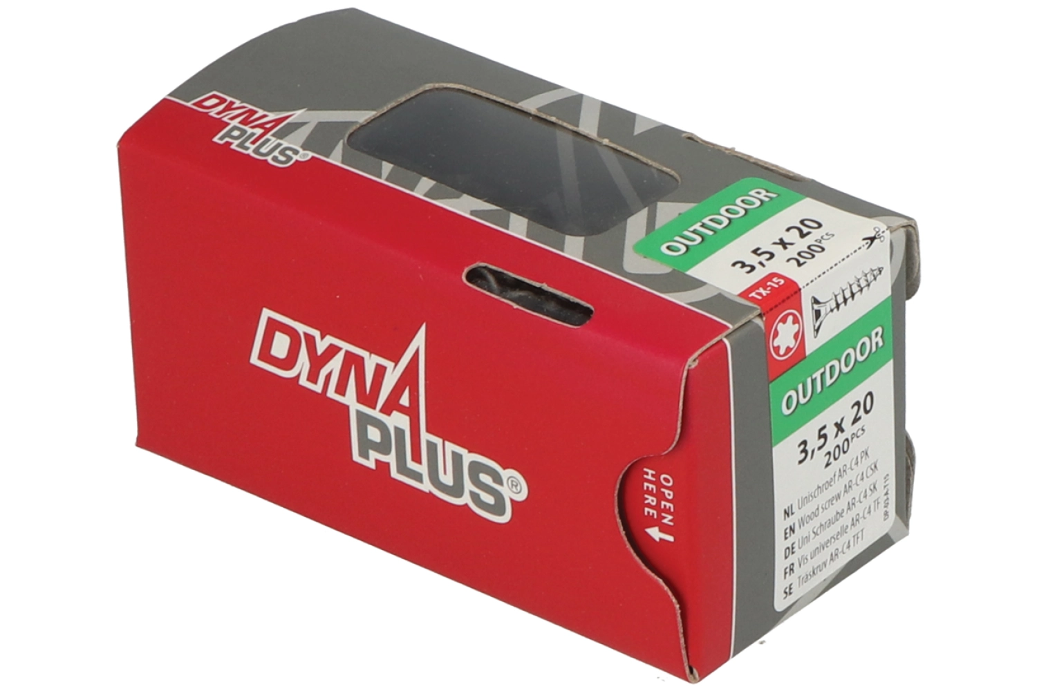 DynaPlus 0281.08.17001 Vis uni - Tête plate - Dentelée - Extérieur - TX15 - 3.5 x 20mm (200pcs)-image