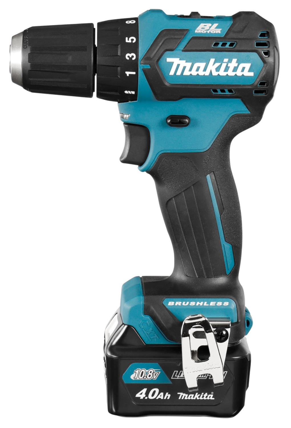 Perceuse visseuse sans-fil Makita DF332DSMJ - 10,8V Li-ion coulissante - 2 batteries 4,0 ah - MAKPAC - moteur bushless - 35 Nm-image