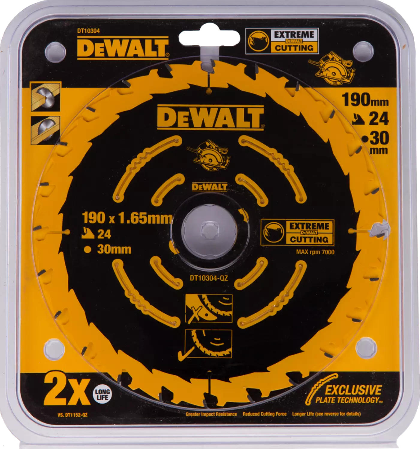 DeWALT DT10304 Lame de scie circulaire Extreme - 190 x 30 x 24T - Bois-image