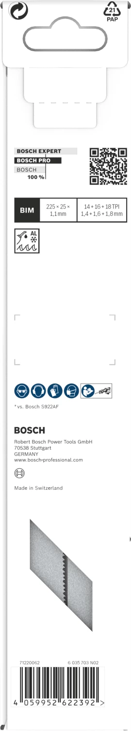 Bosch PRO S1137BEF Lame de scie sabre Medium-Thick Precise - 225 mm - métal (5 pièces)-image