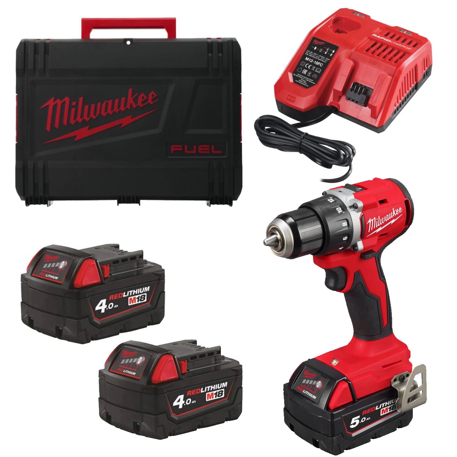 Milwaukee M18 BLDDRC-502C Perceuse-visseuse (2x batterie 5.0 Ah) - sans balais - en coffret-image