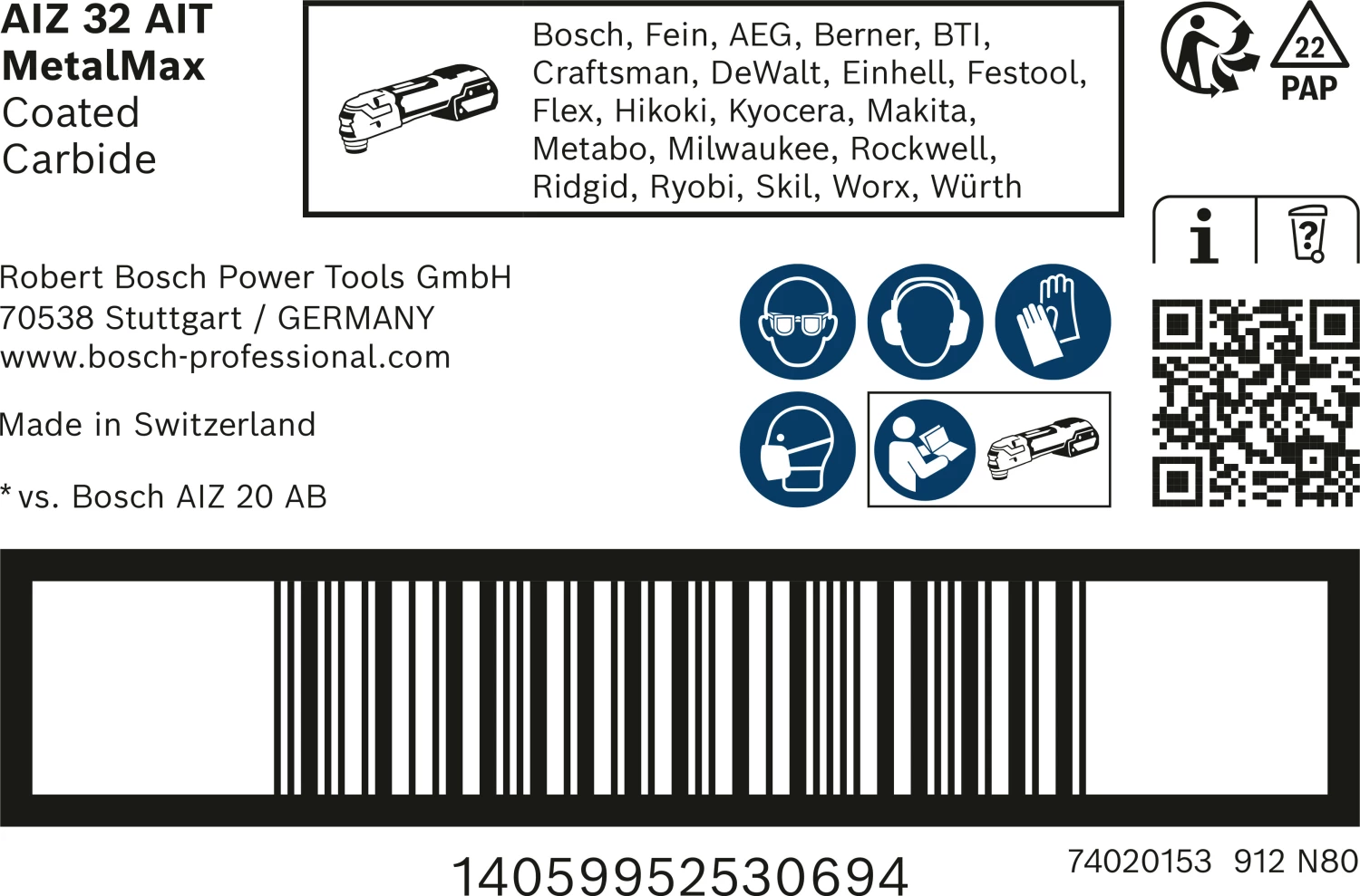 Bosch 2608900017 EXPERT Starlock CoatedCarbide invalzaagblad AIZ 32 AIT Carbide, Metal 32 x 40mm-image
