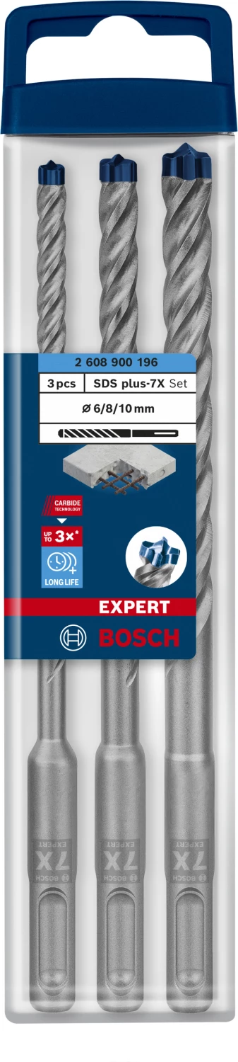 Bosch 2608900196 EXPERT 3-delige set SDS plus-7X 6, 8, 10mm-image