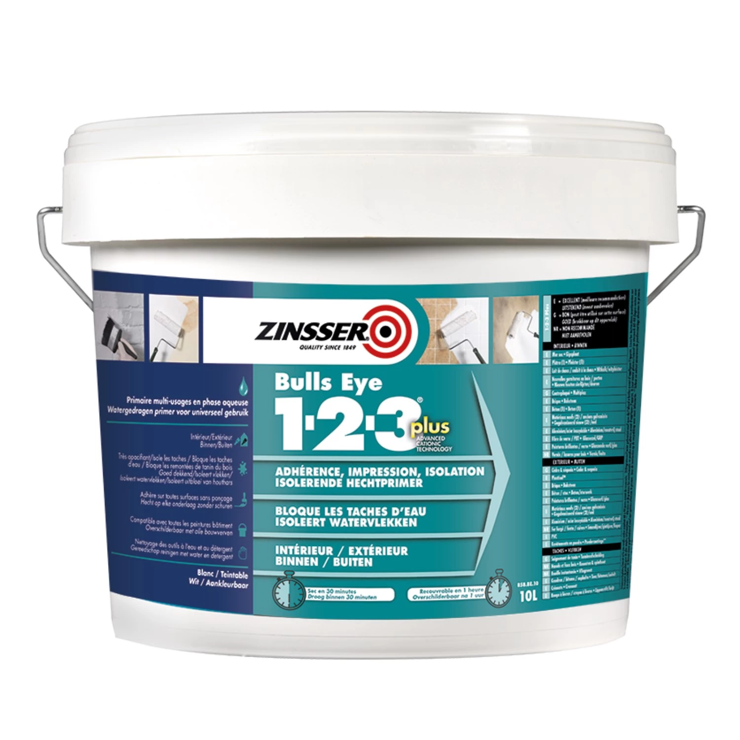 Zinsser Bulls eye 1-2-3 Plus - primaire - Blanc - 10L-image