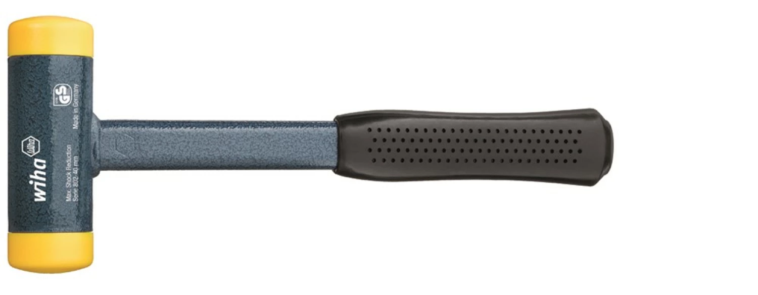 Wiha 26436 Massette Safety avec embouts ronds mi-souples et mi-durs avec manche en hickory - embout de massette rond - 50 mm
