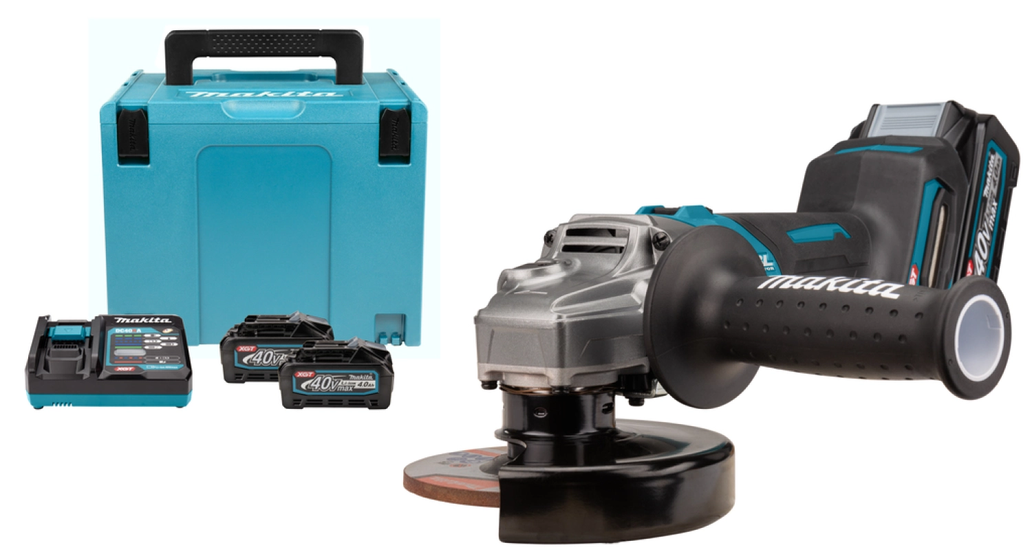 Makita GA008GM201 40V Li-Ion accu haakse slijper set (2x 4,0Ah) in Mbox - 125mm - koolborstelloos-image