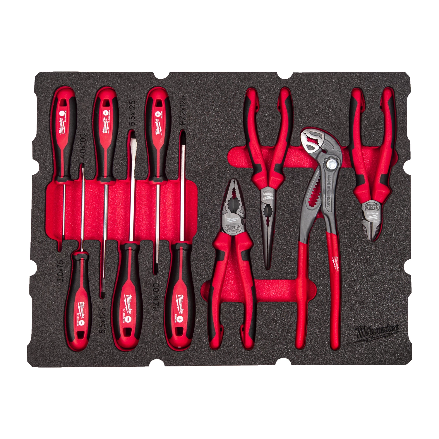 Milwaukee 4932493638 10-delige Schroevendraaierset + tangenset PACKOUT™ in Foam inlay-image