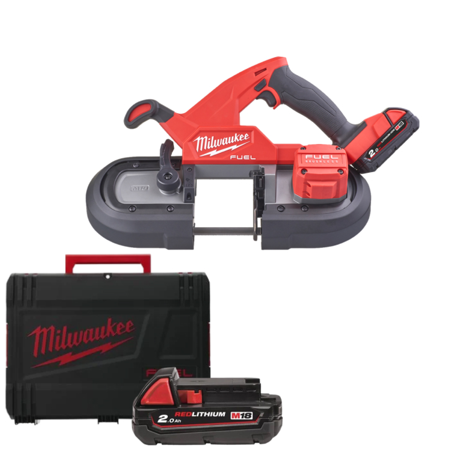 Milwaukee M18 FBS85-202C 18V Li-Ion accu bandzaag set (2x 2,0Ah) in koffer - 898,52mm - koolborstelloos-image
