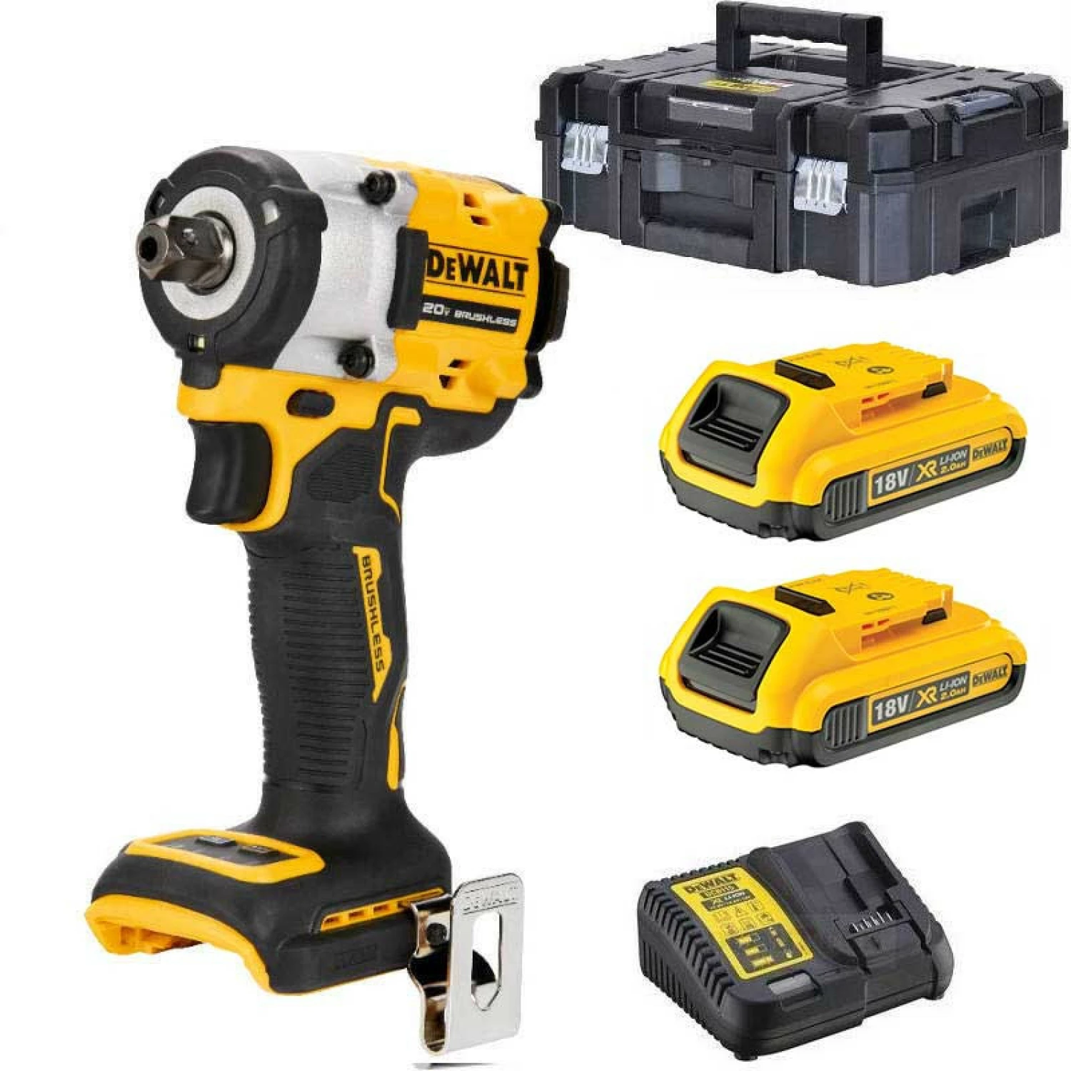 DeWALT DCF922D2T-QW 18V Li-ion XR Compacte Accu Slagsmoersleutel set (2x 2.0Ah) met 1/2" Pinaansluiting - in TSTAK koffer-image