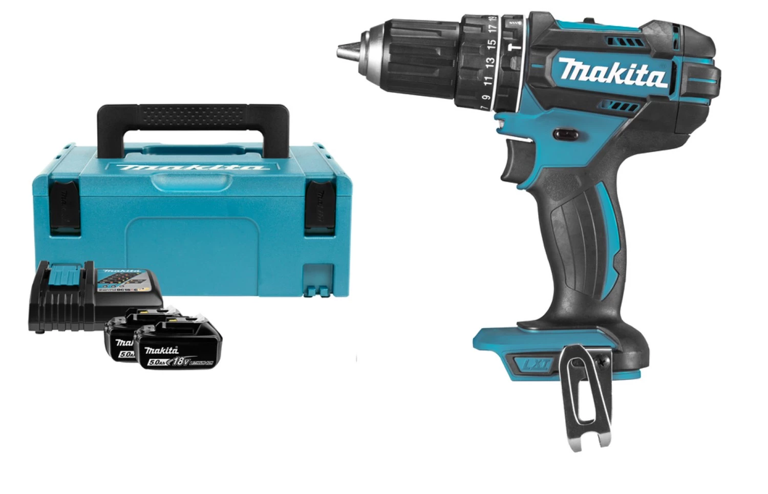 Makita DHP482RTJ - Set de Perceuse visseuse à percussion 18 V Li-Ion (2x batteries 5.0Ah) et MAKPAC-image