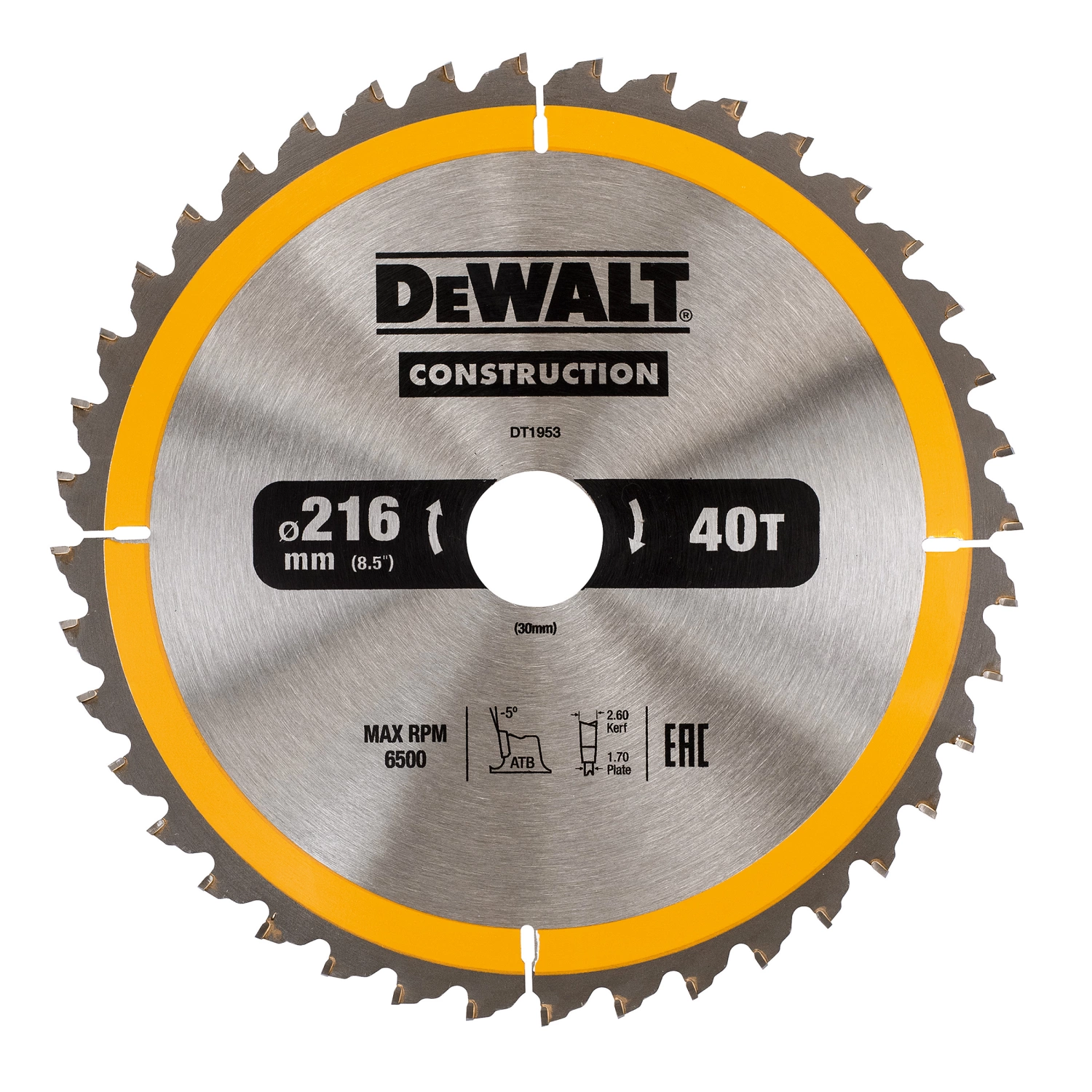 DeWALT DT1953 Construction Cirkelzaagblad - 216 x 30 x 40T - Hout (Met nagels)-image