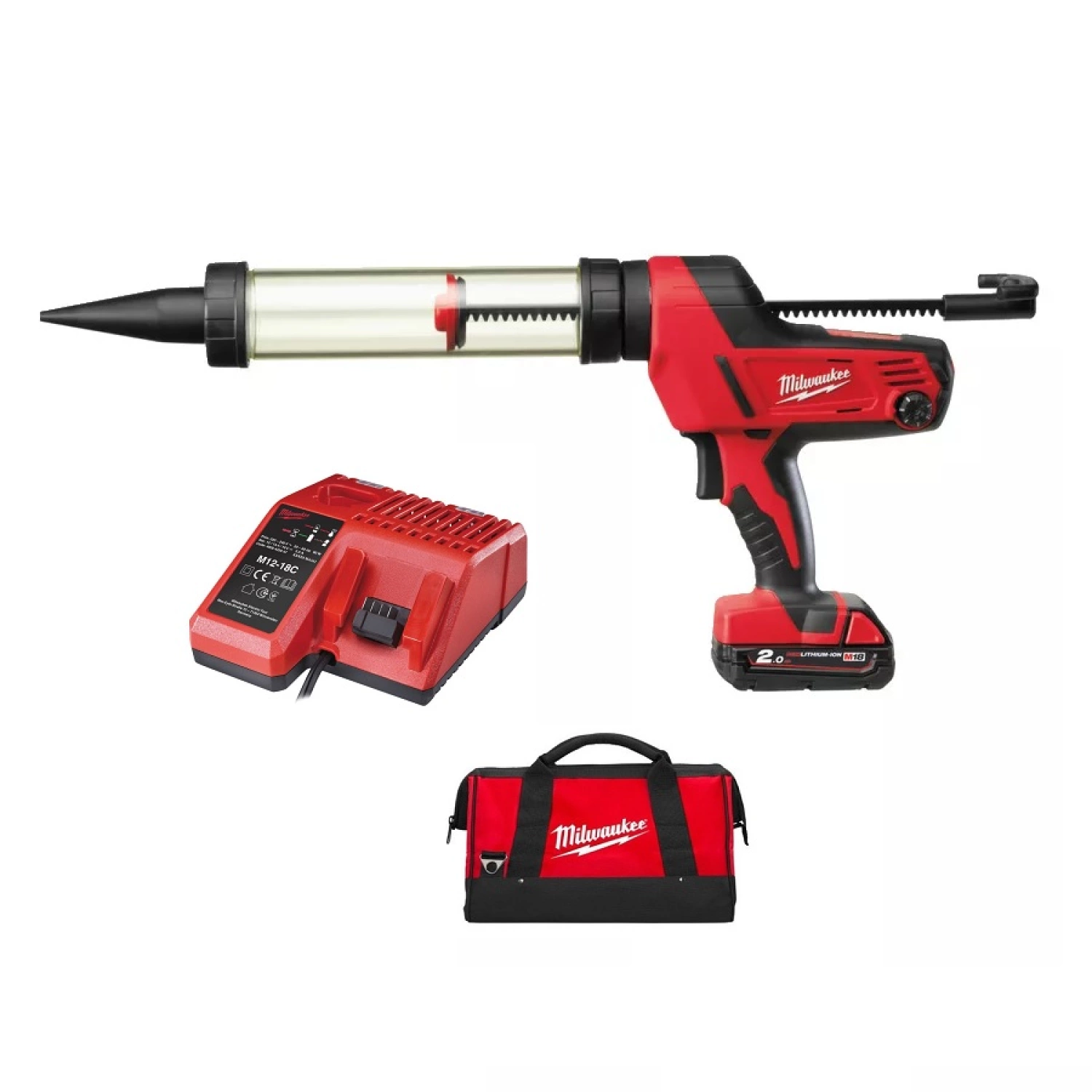 Milwaukee C18 PCG/400T-201B Li-Ion pistolet à colle / mastic avec porte-cartouche - 18V-image