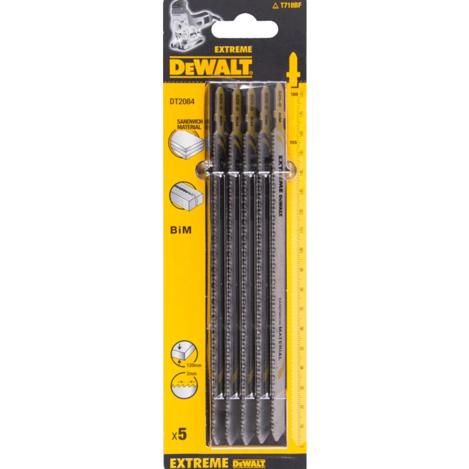 DeWALT DT2084 BIM Jigsaw Blade Extreme - Distance dentaire de 2 mm - Matériel sandwich (5e)-image