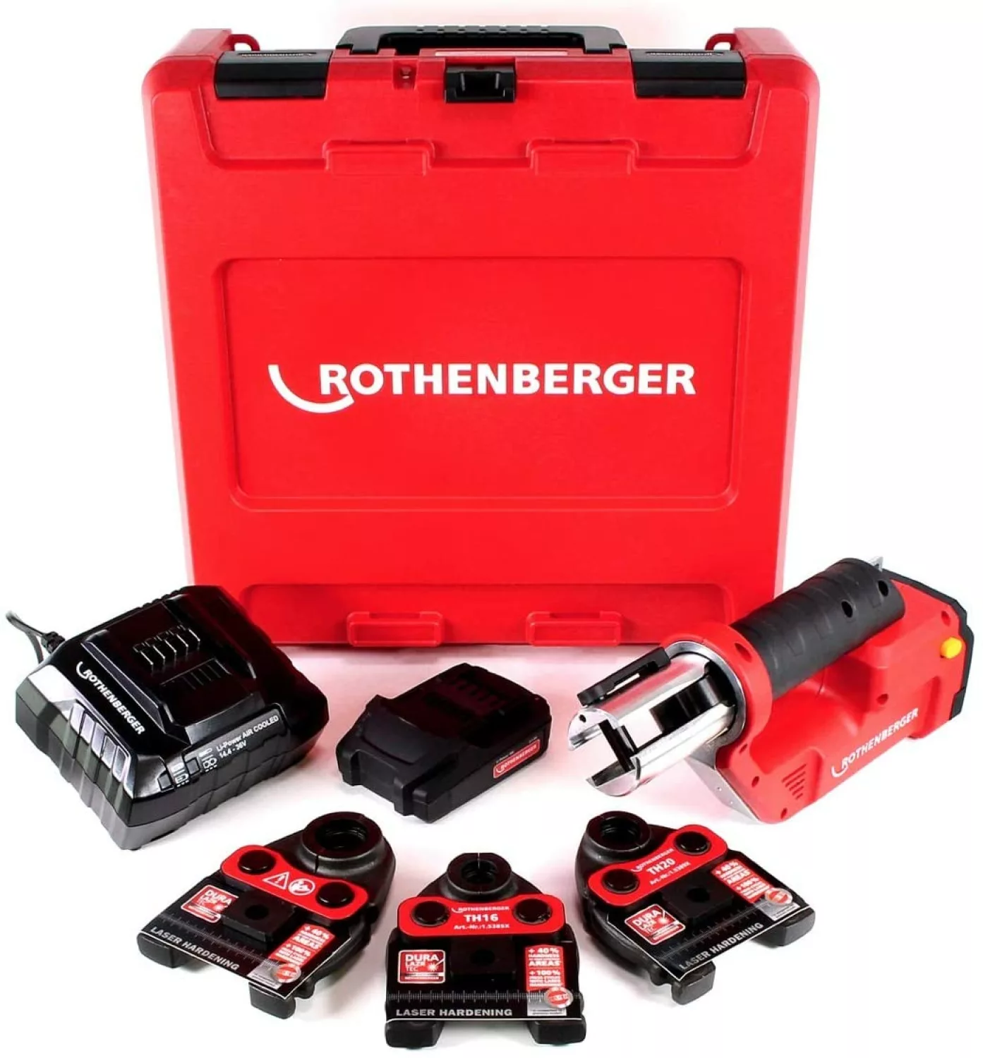 Rothenberger Romax Compact TT - Set sertisseuse Li-Ion 18V (1x batterie 2,0Ah) incl.TH16-20-26 dans mallette-image