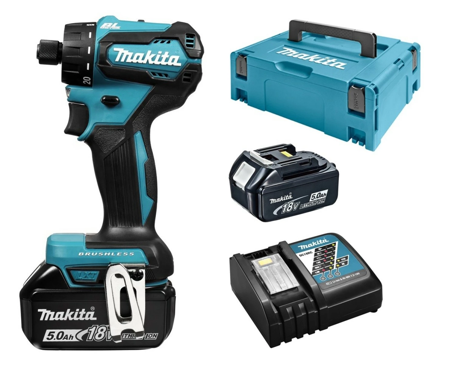 Makita DDF083RTJ - Set perceuse visseuse Li-Ion 18V (2x batterie 5.0Ah) dans MAKPAC - moteur brushless - 40Nm-image