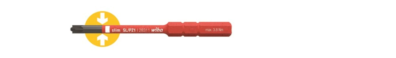 Wiha 2831-14 SoftFinish electric slimBit voor plus-min klemschroeven (sleufkop/Pozidriv) - SL/PZ1 x 75mm - 3,8 Nm-image