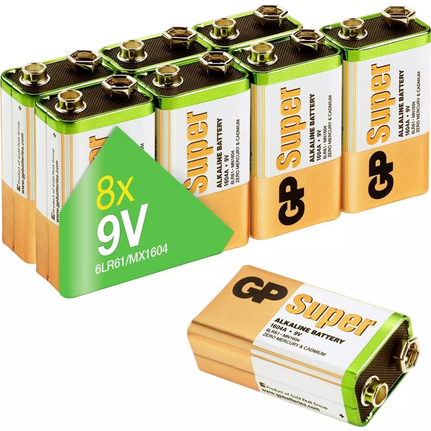 GP Alkaline Super batterij (8st) - 9V - 030E1604ALB8-image