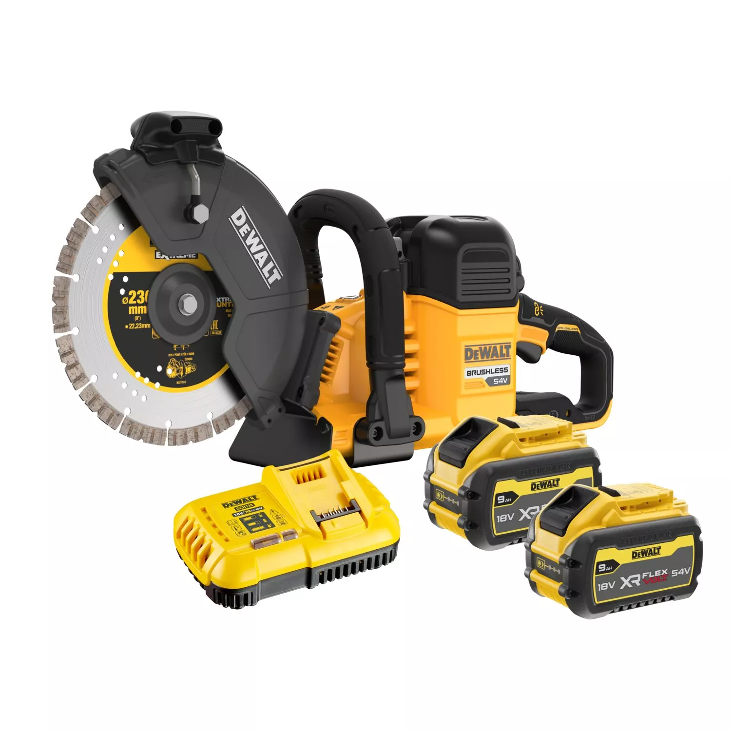 DeWALT DCS691X2 Kit de tronçonneuse à batterie 54V XR Flexvolt Li-ion (2x 9.0Ah) - 230mm-image