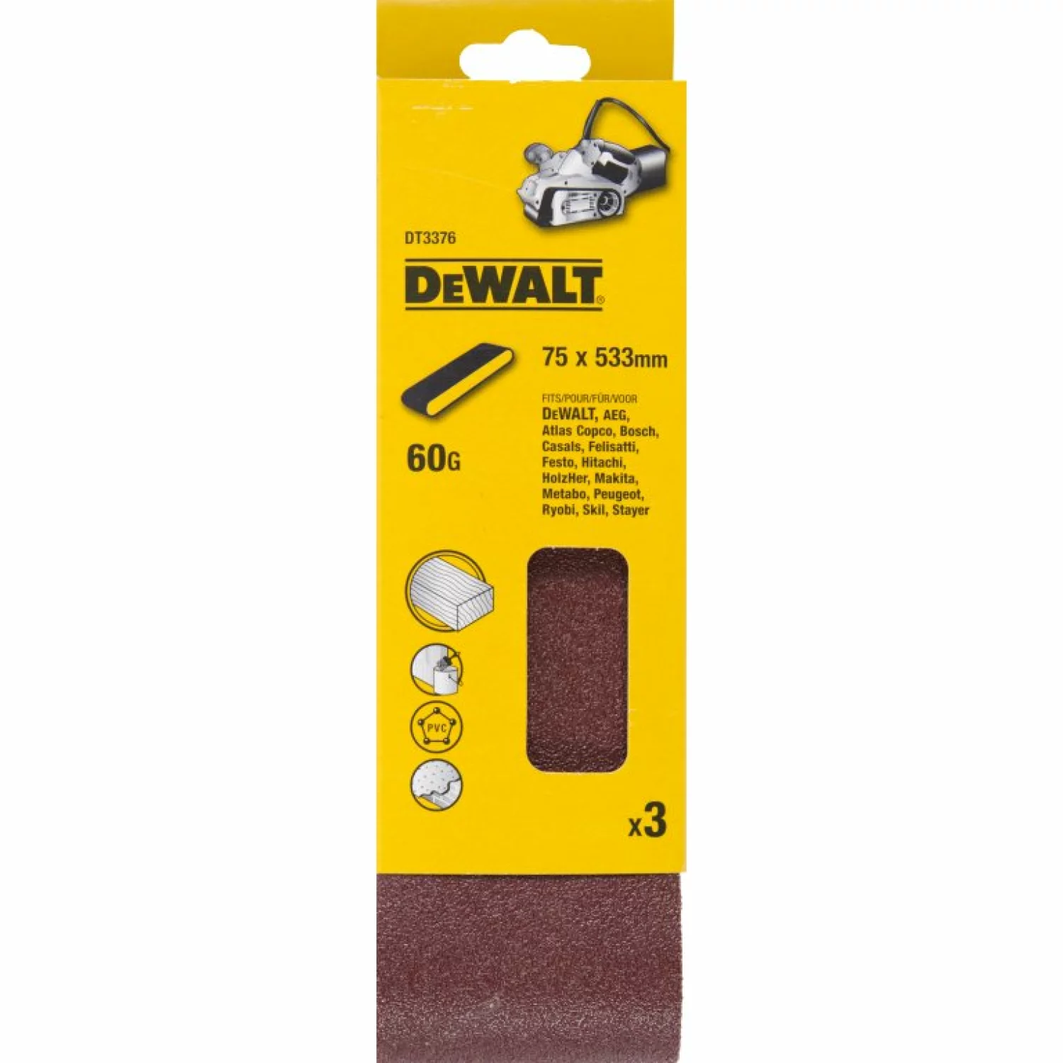 DeWALT DT3376 Schuurband - K60 - 75x533mm - 3st-image
