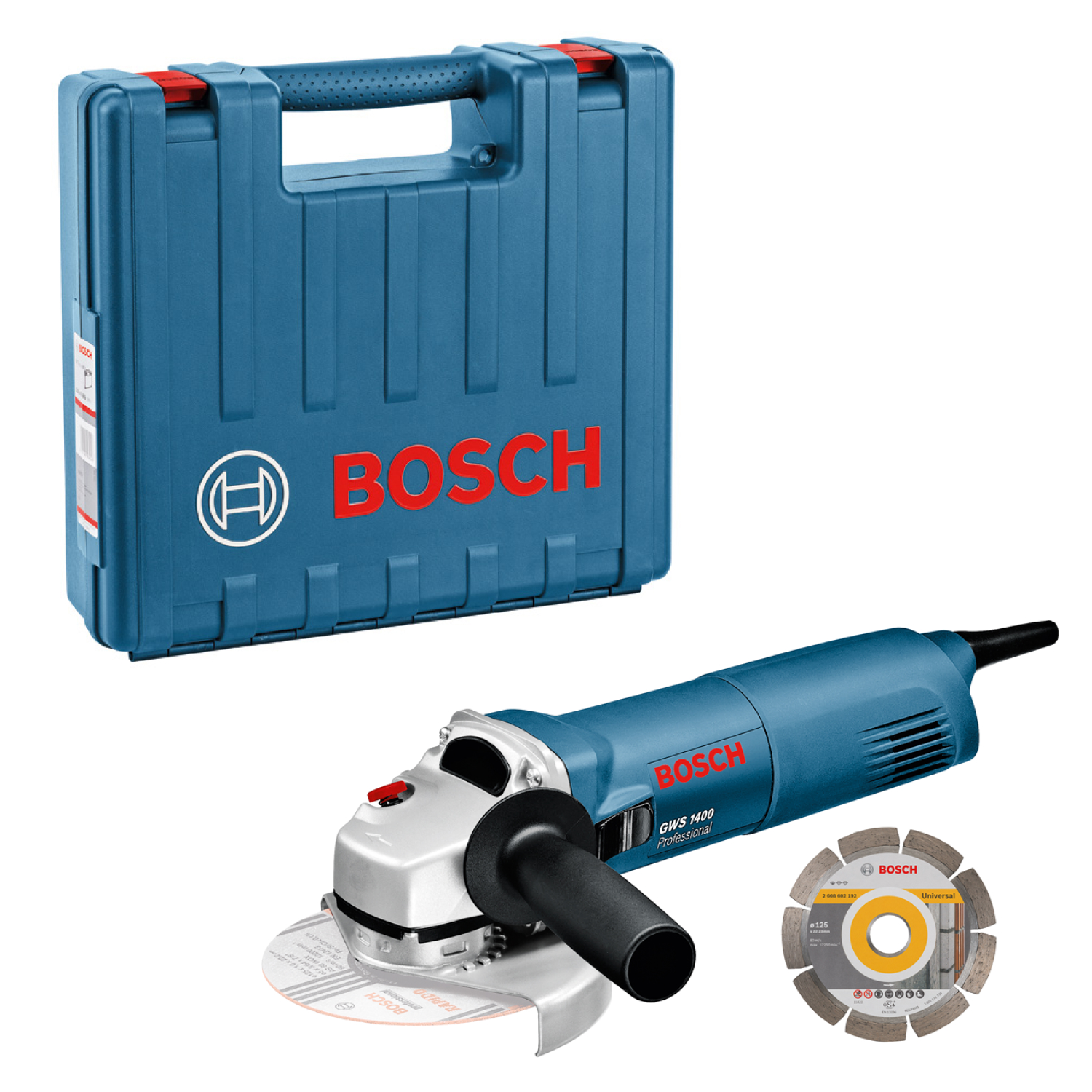 Bosch GWS 1400 Haakse slijper incl. diamantzaagblad in koffer - 1400W - 125mm-image