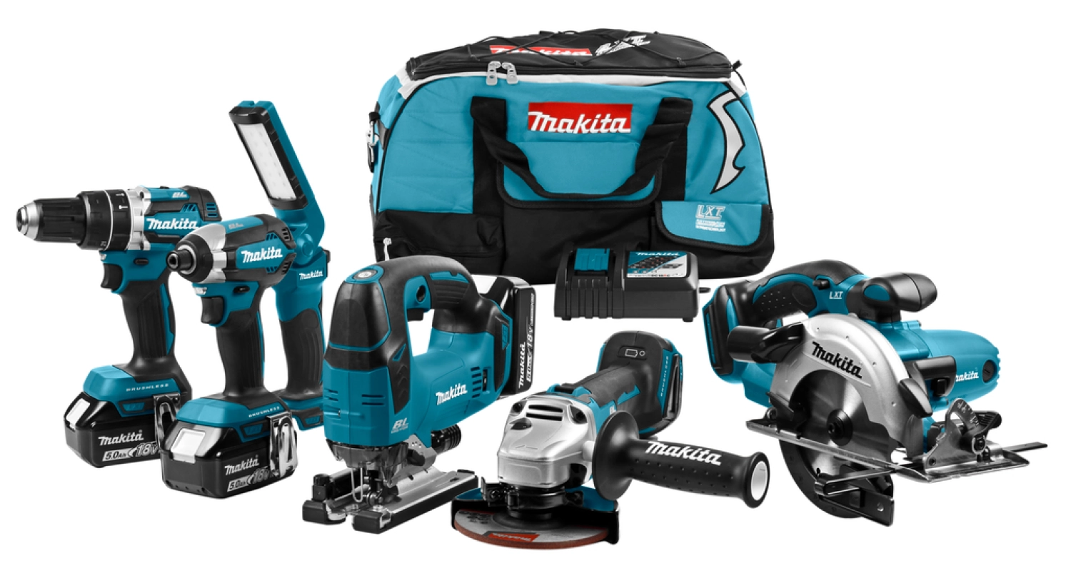 Makita DLX6082T 18V Li-Ion accu 6-delige combiset (3x 5.0Ah accu) in tas-image