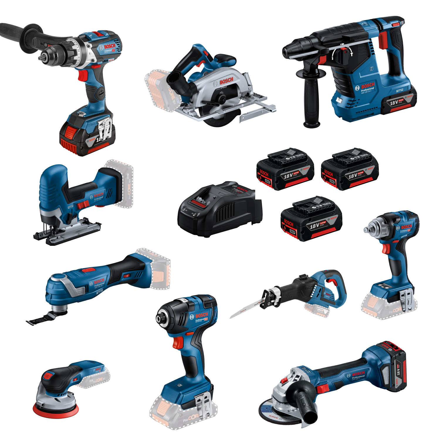 Bosch 10 Toolkit 18V 10-delige accu Combiset (3x 5,0Ah) in tas-image