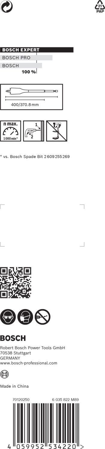 Bosch EXPERT 2608900348 - EXPERT Mèche plate Self Cut Speed, six pans 22 x 400 mm-image