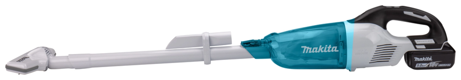 Makita DCL281RTWX - Aspirateur balai sans-fil - 18V Li-ion - kit (1x 5,0h) - 1500L / min - Brushless - blanc-image