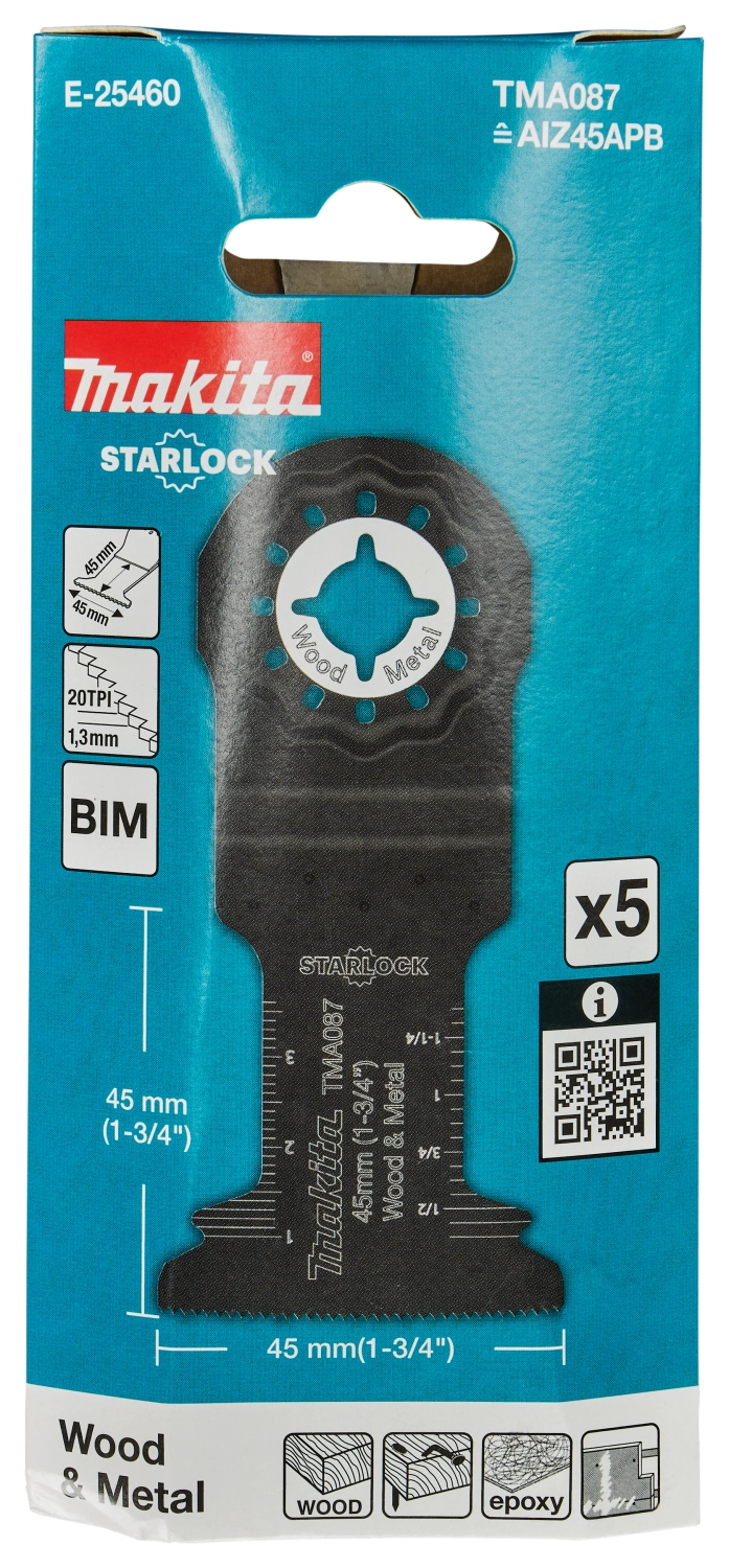 Makita E-25460 TMA087 Lame de scie pliante 45 x 45 mm - Bois et acier (5 pièces)-image