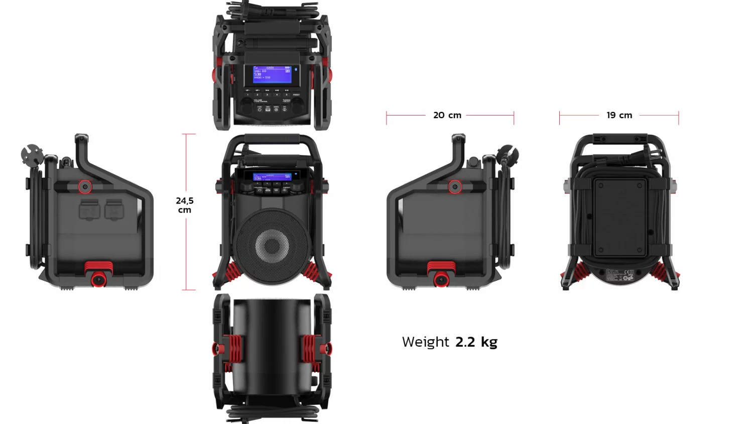 PerfectPro POWERPLAYER PP2 Bouwradio - FM RDS - DAB+ - bluetooth - USB - AUX-In - Oplaadbaar (ingebouwde Lithium accu)-image