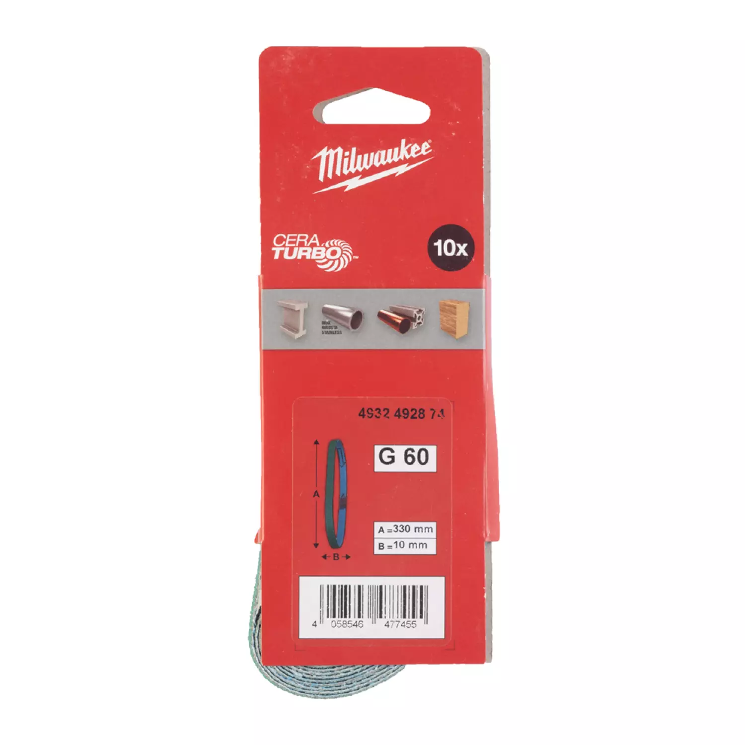 Milwaukee 4932492874 schuurband - K60 - 10x330mm (10 st) voor M12 FBFL10-image