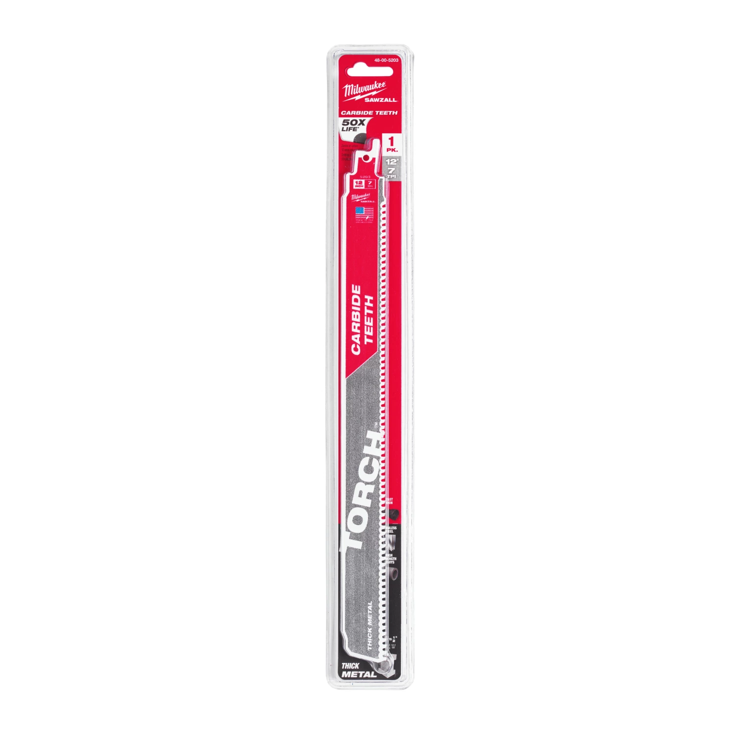 Milwaukee 48475203 Sawzall Reciprozaagblad TCT TORCH Carbide - 300 x 8TPI - metaal-image
