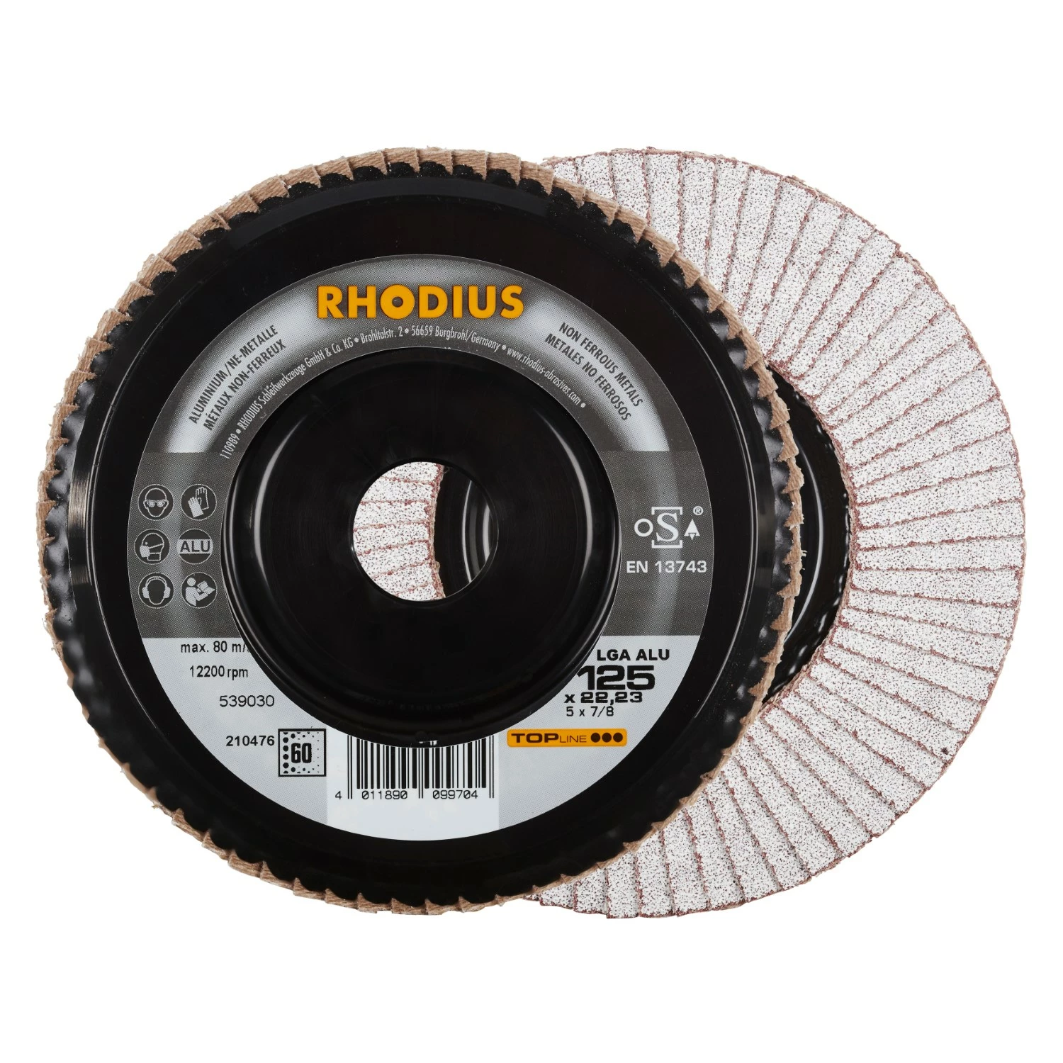 Rhodius 210476 LGA ALU K60 TOPline lll Lamellenslijpschijf 125 x 22,23mm (10 st) K60-image