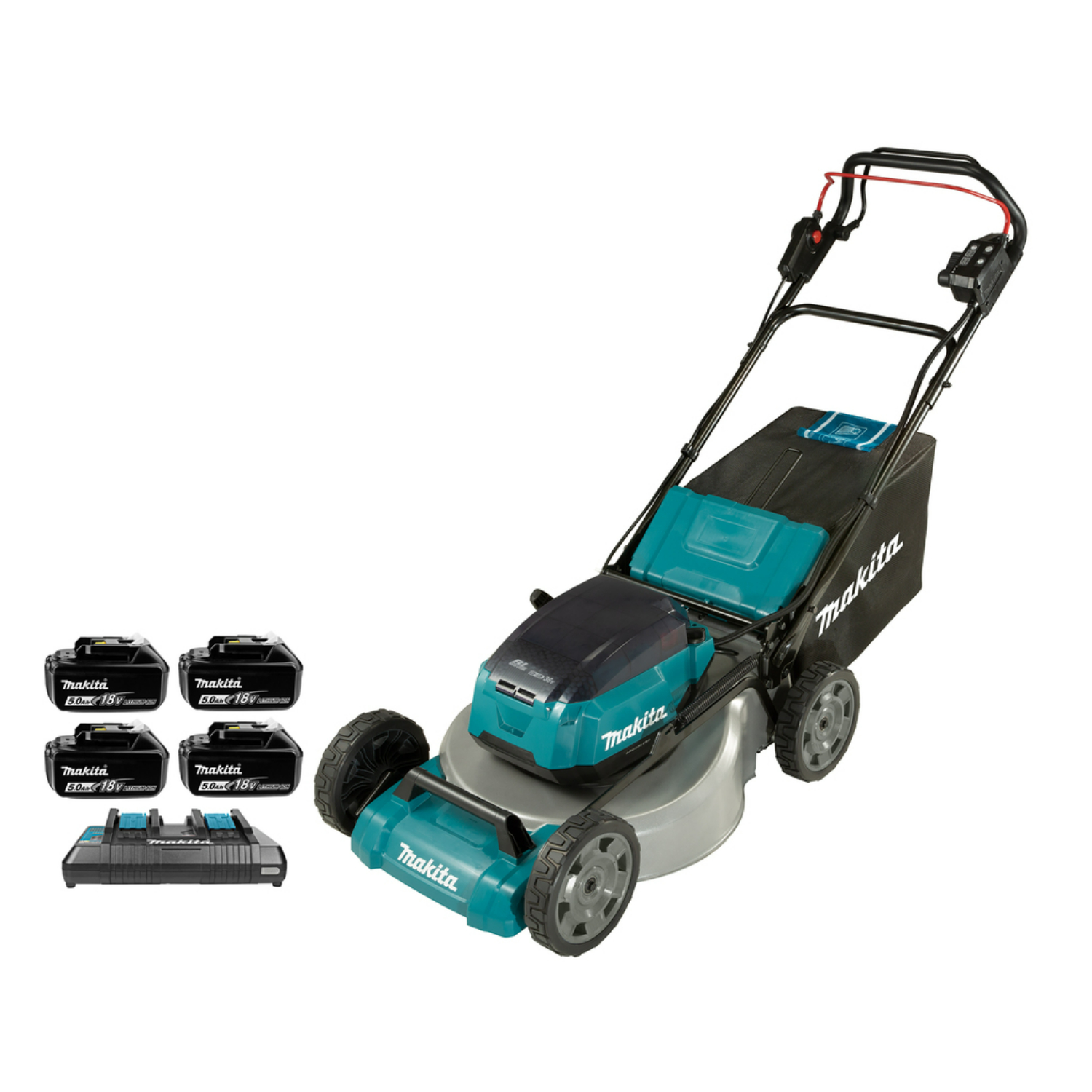 Makita DLM465PT4 (2X18V) Li-Ion Accu Grasmaaier set (4x 5,0Ah) - 46cm - 60L - 1800 m²-image