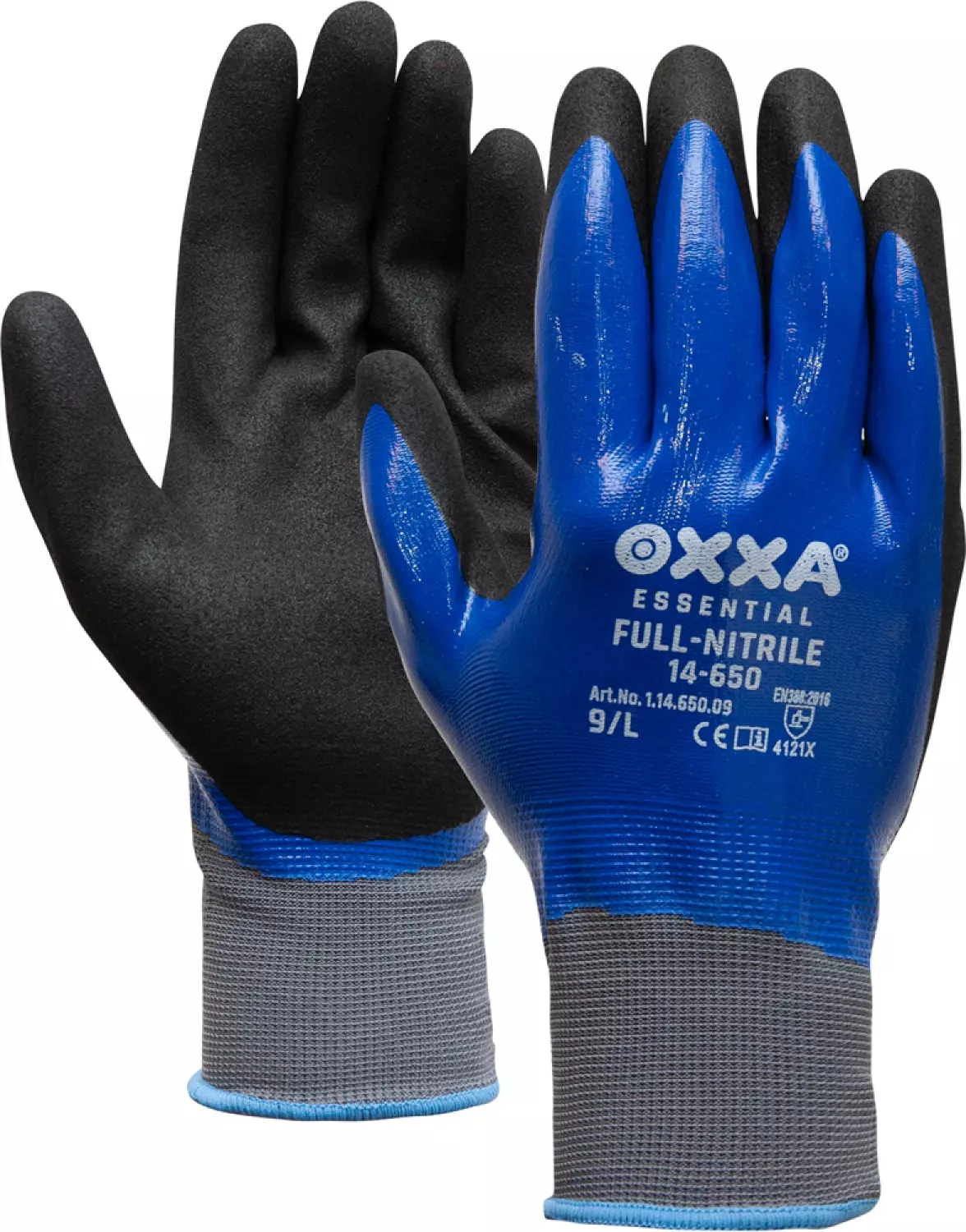 Oxxa 14-650 Gants de travail tout nitrile - noir/bleu - 10/XL-image