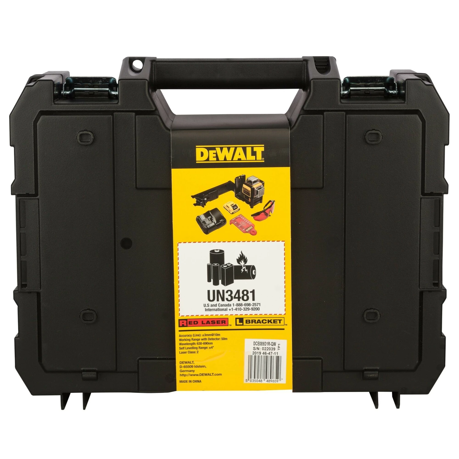 DeWALT DCE089D1R 10,8V Li-Ion accu zelfnivellerende 3x360° graden multilijnlaser set (1x 2.0Ah accu) in koffer - 3 lijnen - 15m - rood-image