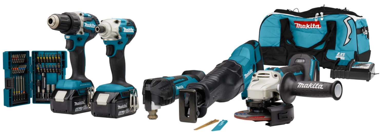 Makita DLX5068TX1 LXT 18V Li-Ion accu combiset incl. accessoires (2x 5,0 Ah accu) in tas-image