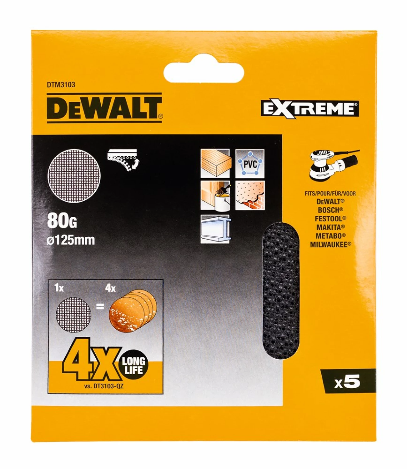 DeWALT DTM3103 Mesh schuurgaas - K80 - 125mm - 5st