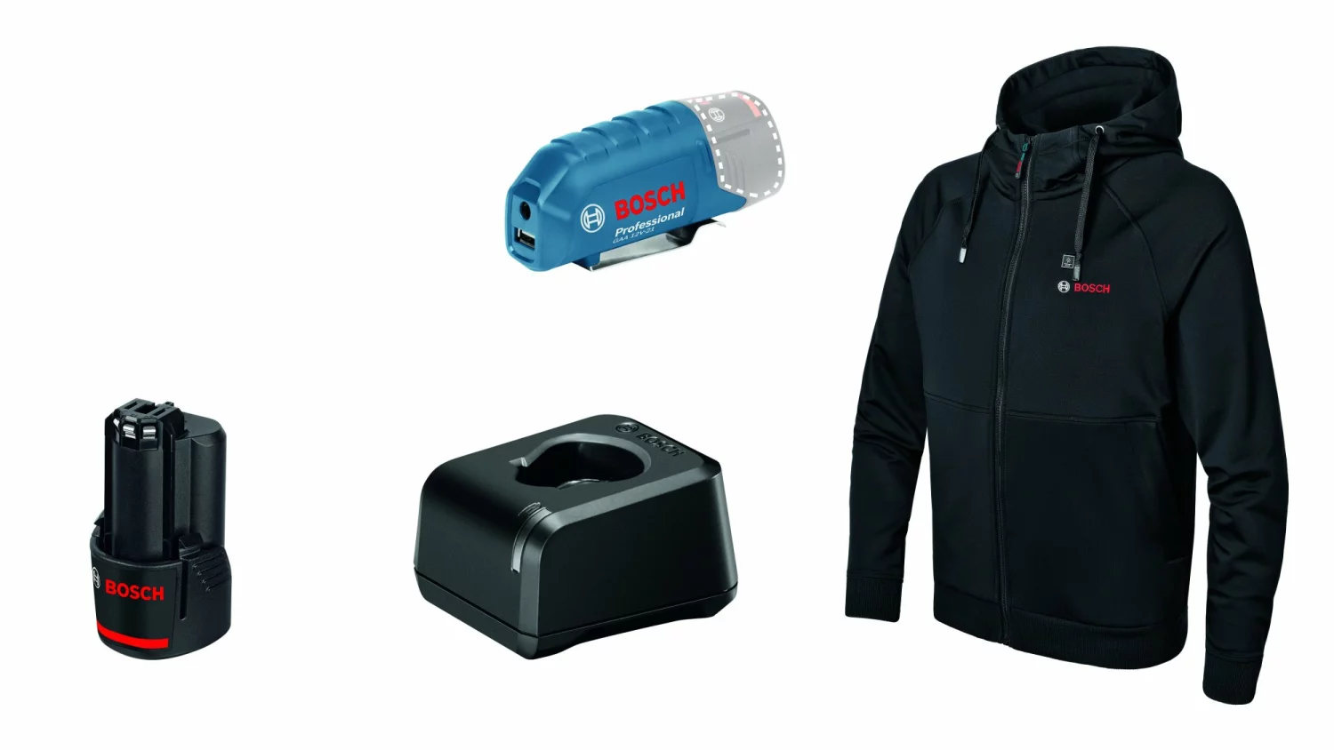 Bosch GHH 12+18V XA M Kit 12V Li-Ion accu verwarmde hoodie set (1x 2,0Ah) - Maat M-image