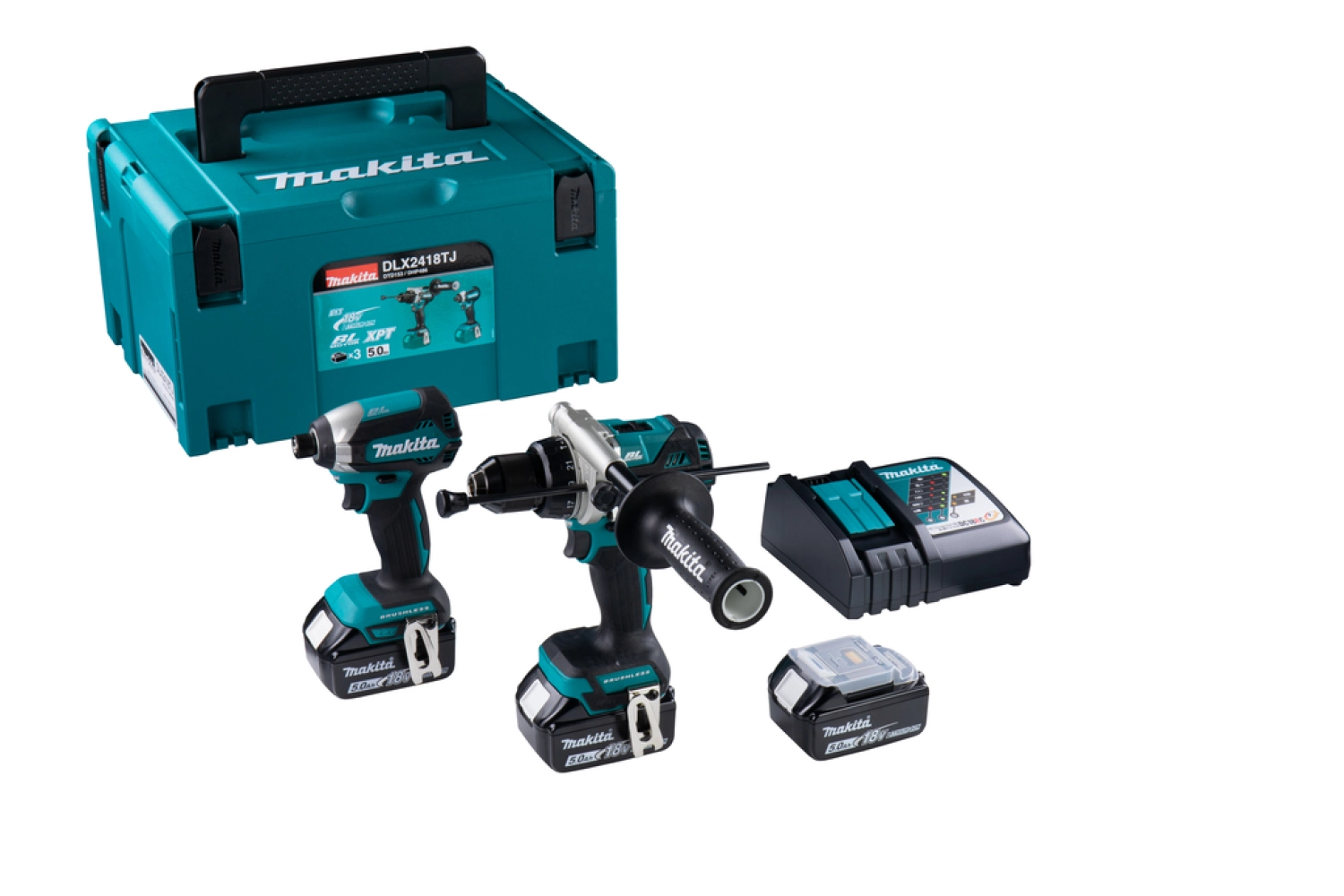 Makita DLX2418TJ 18V Li-Ion accu klopboor-/schroefmachine (DHP486) & slagschroevendraaier (DTD153) combiset (3x 5.0Ah accu) in Mbox-image