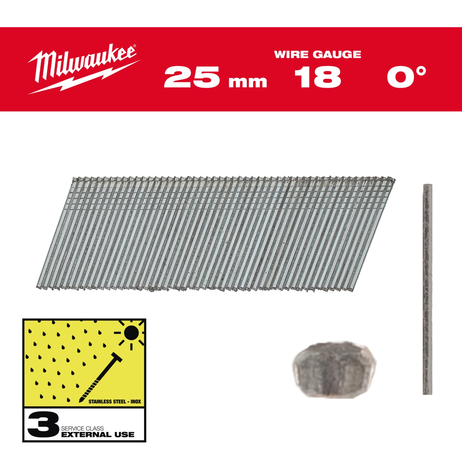 Milwaukee 4932492559 Nagels brad Inox 18G/25mm/SC3-5kpc