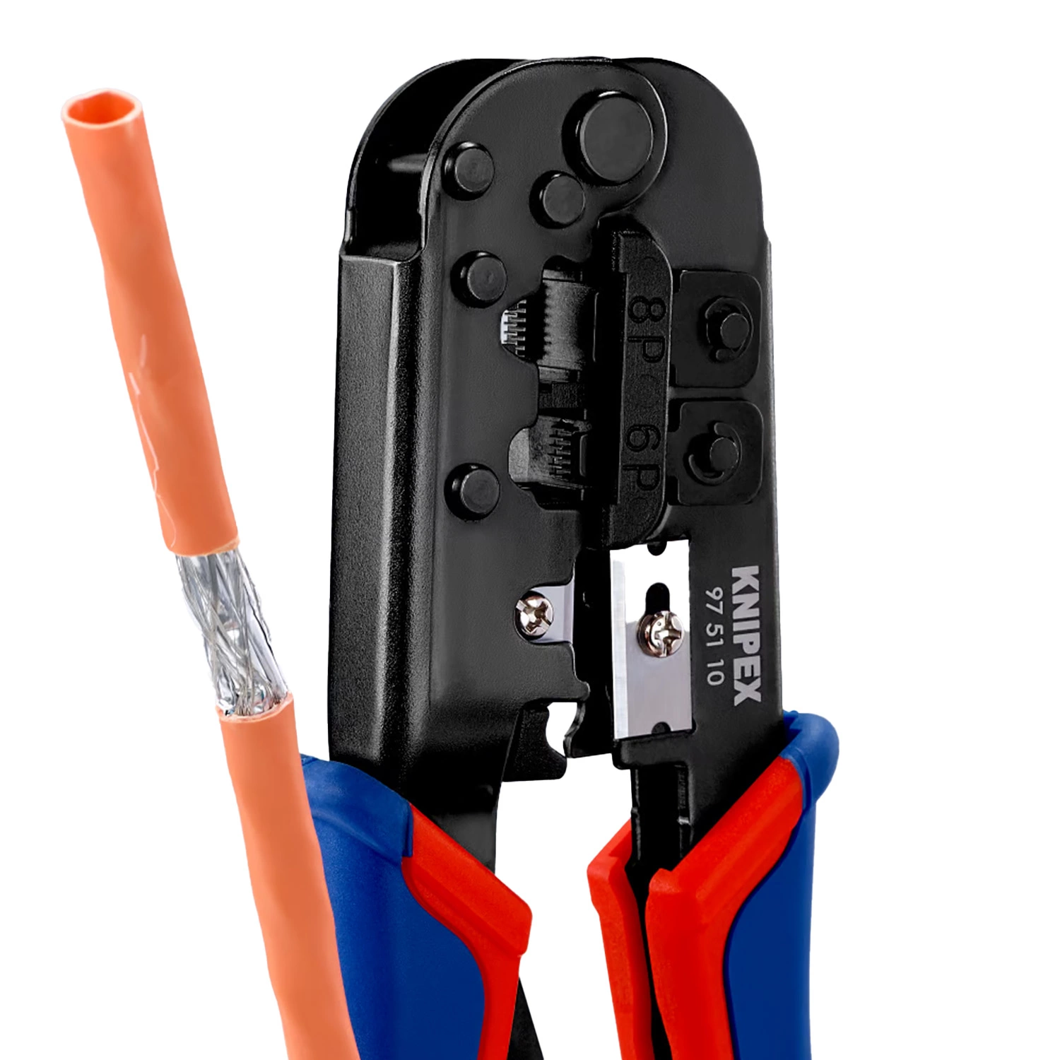 Knipex 975110 - Pince à sertir RJ11/12 (6 broches 9,65 mm) - RJ45 (8 broches 11,68 mm)-image